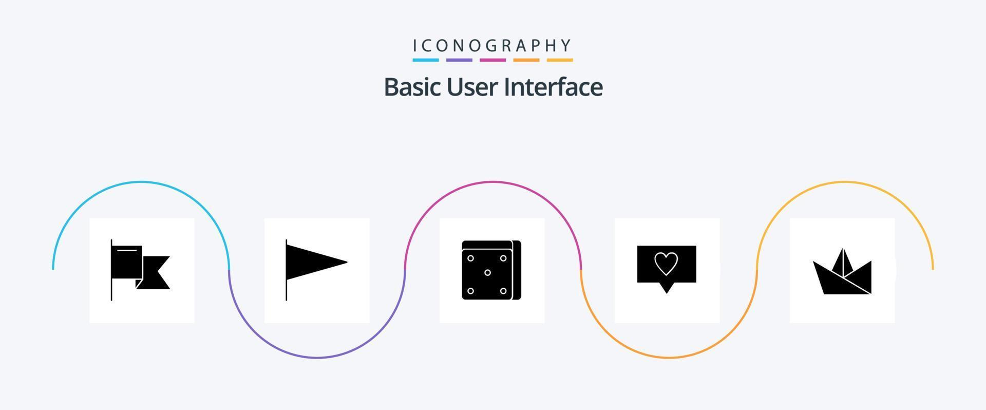 paquete básico de iconos de glifos 5 que incluye . mensaje. vector