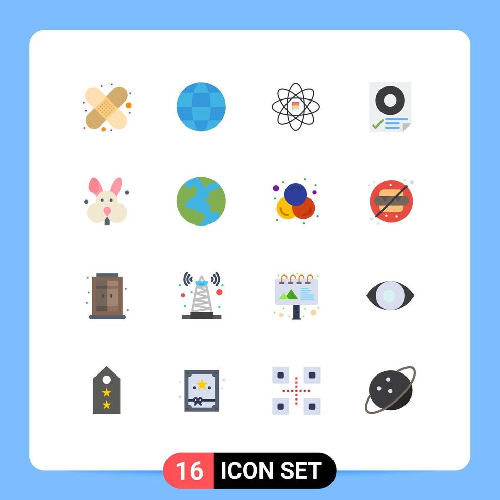 16 User Interface Flat Color Pack of modern Signs and Symbols of easter paper scince page data Editable Pack of Creative Vector Design Elements