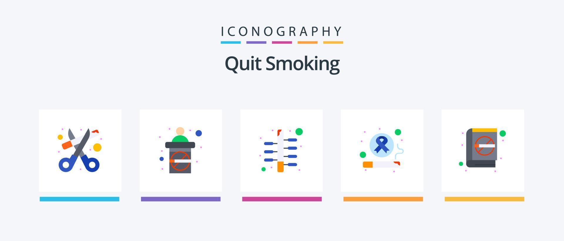 Quit Smoking Flat 5 Icon Pack Including smoking. habit. smoking. cancer. quit. Creative Icons Design vector