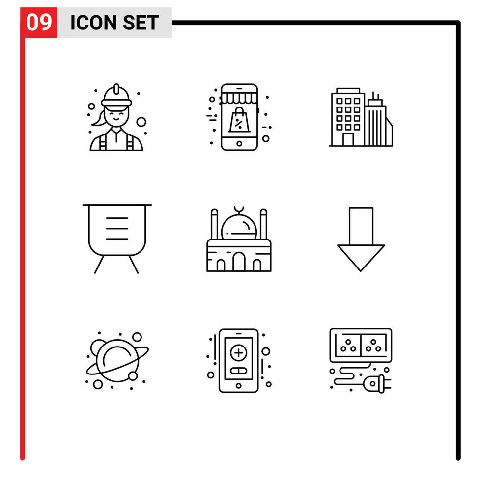 9 Universal Outline Signs Symbols of remove minus sale delete headoffice Editable Vector Design Elements