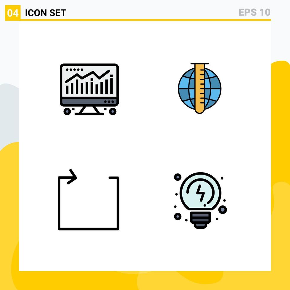 4 Universal Filledline Flat Color Signs Symbols of computer loop market analysis market brainstorming Editable Vector Design Elements