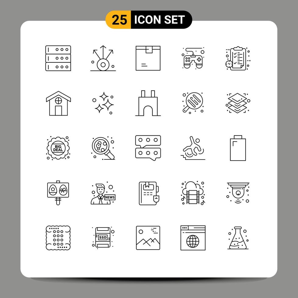paquete de iconos de vector de stock de 25 signos y símbolos de línea para artículos de reloj de página portapapeles almohadilla de juego elementos de diseño de vector editables