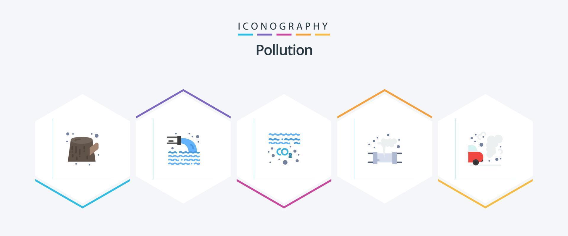 paquete de iconos planos de contaminación 25 que incluye basura. auto. aceite. desperdiciar. filtración vector