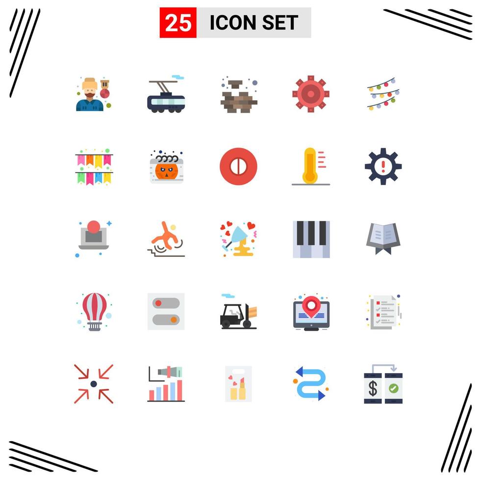 25 Universal Flat Colors Set for Web and Mobile Applications celebrations decorations logic setting construction Editable Vector Design Elements