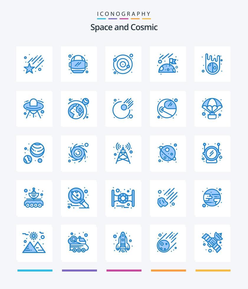 Creative Space 25 Blue icon pack  Such As ship. meteor. orbit. asteroid. space vector
