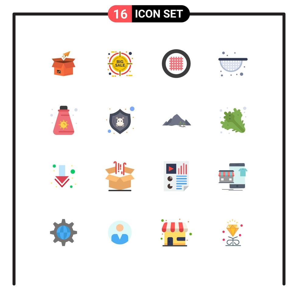 Pack of 16 creative Flat Colors of food strainer discount streamline layout Editable Pack of Creative Vector Design Elements