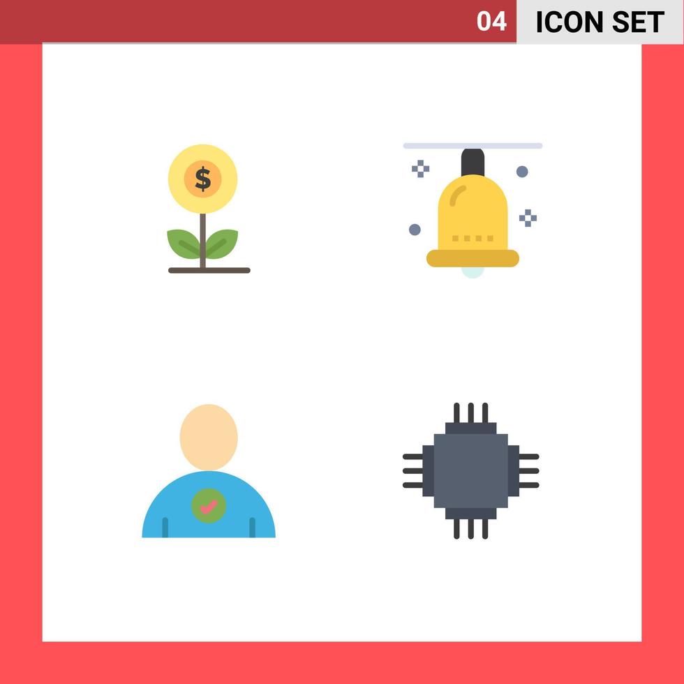 4 paquete de iconos planos de interfaz de usuario de signos y símbolos modernos de celebración de dólar de acción de gracias de dinero elementos de diseño de vector editables completos