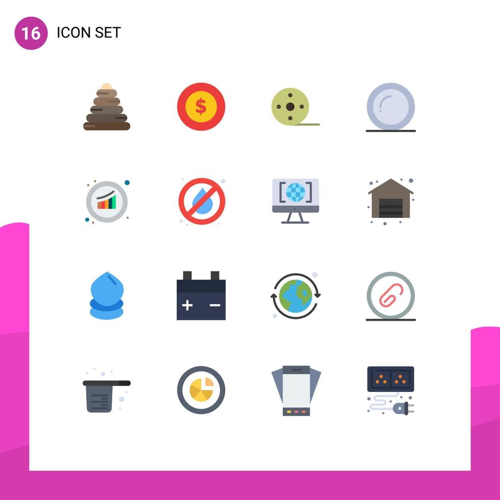 16 Creative Icons Modern Signs and Symbols of sales growth movie graph thanks Editable Pack of Creative Vector Design Elements