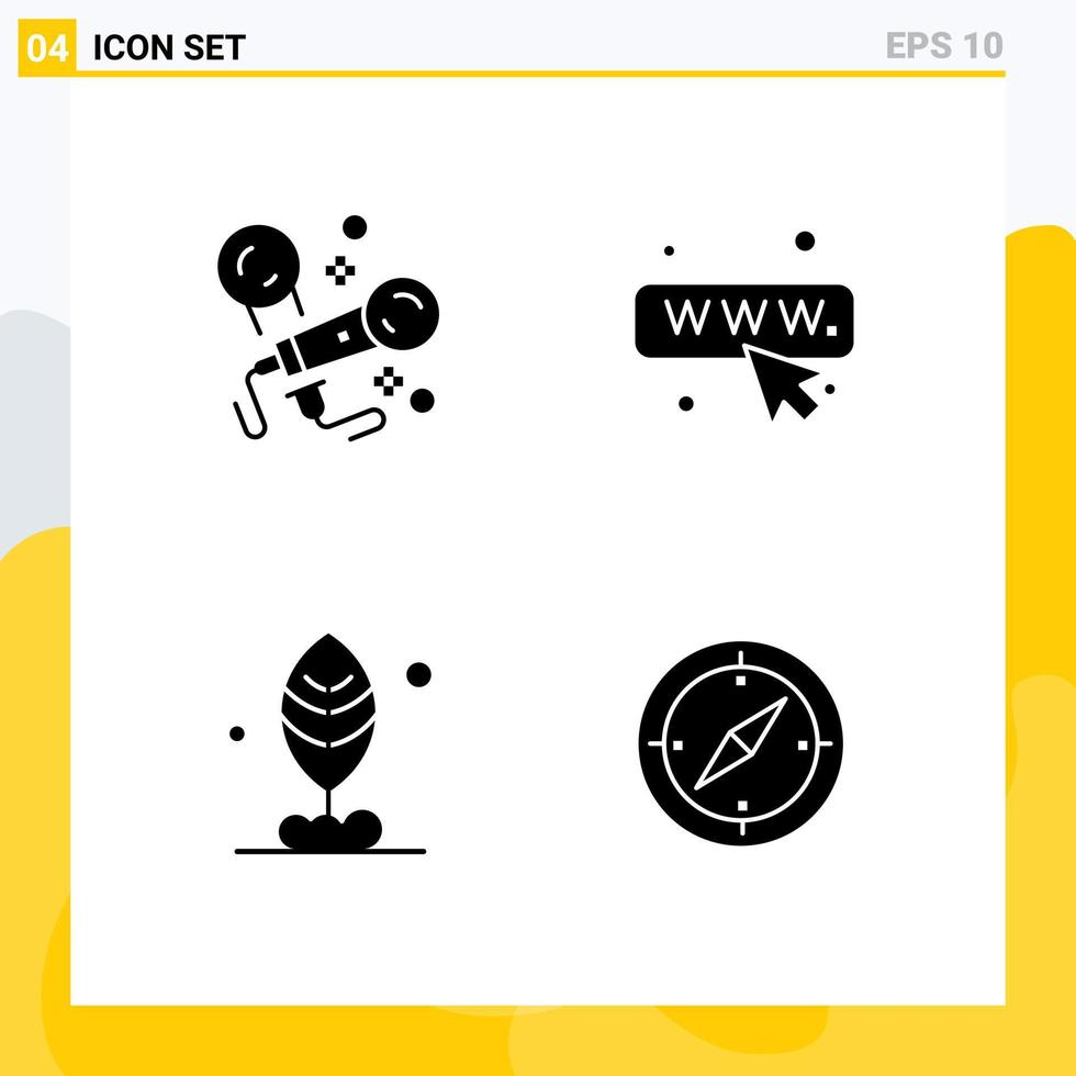 Group of Modern Solid Glyphs Set for karaoke motivation singing webpage direction Editable Vector Design Elements