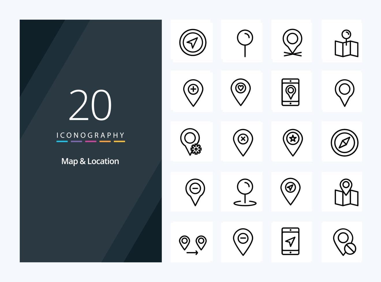 20 Map  Location Outline icon for presentation vector