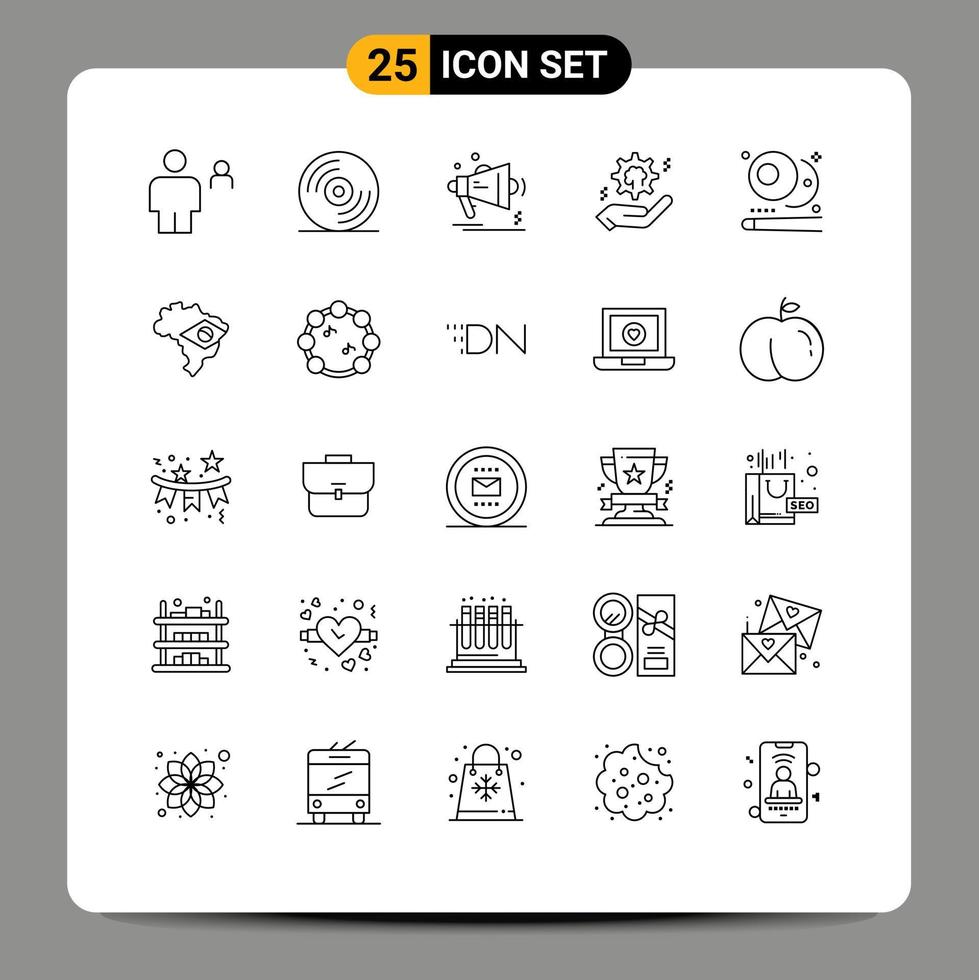 Universal Icon Symbols Group of 25 Modern Lines of solution cog advertising hand loudspeaker Editable Vector Design Elements