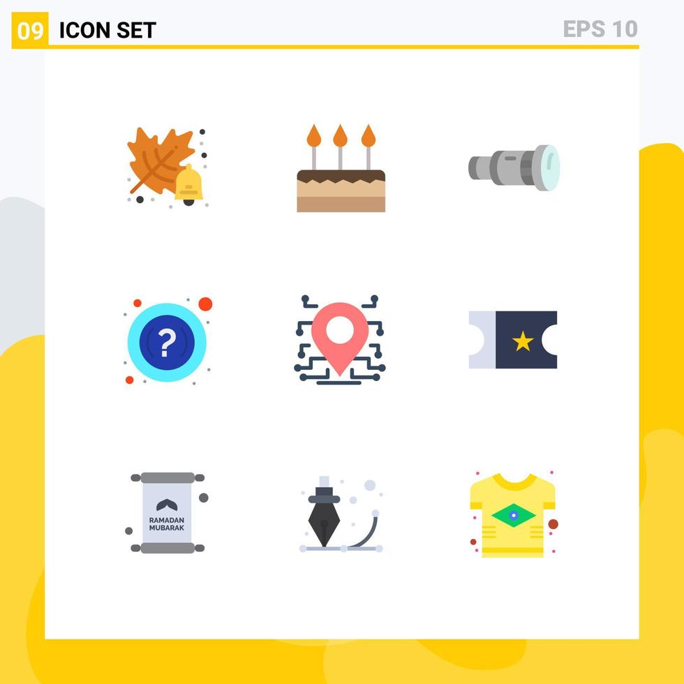 9 Flat Color concept for Websites Mobile and Apps processor support cam help media Editable Vector Design Elements