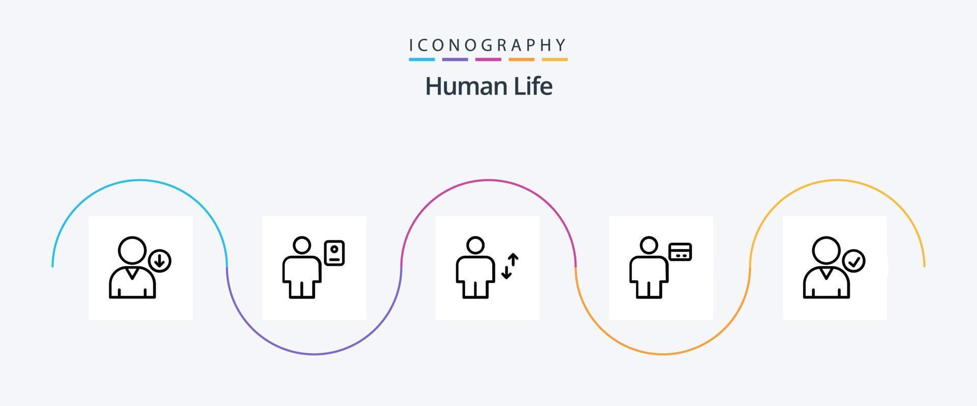Human Line 5 Icon Pack Including debit. card. avatar. body. move vector