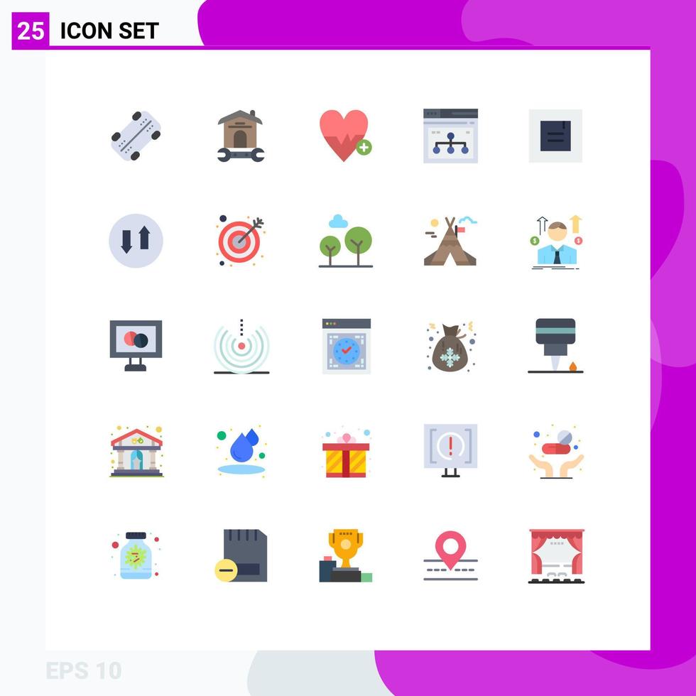 Modern Set of 25 Flat Colors Pictograph of layout website medical web internet Editable Vector Design Elements