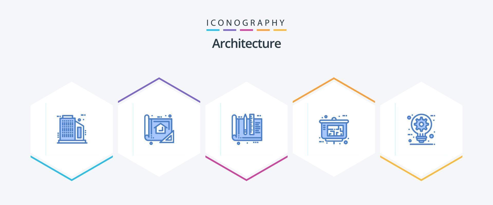 Architecture 25 Blue icon pack including architect. property presentation. architect. presentation. tools vector