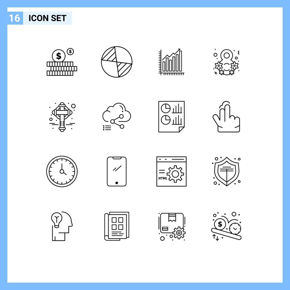 paquete de iconos de vector de stock de 16 signos y símbolos de línea para negocios femeninos cruzados ocho tendencias elementos de diseño de vector editables