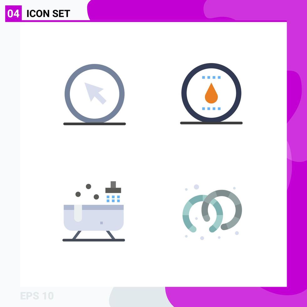 Set of 4 Modern UI Icons Symbols Signs for click bathroom point nature shower Editable Vector Design Elements