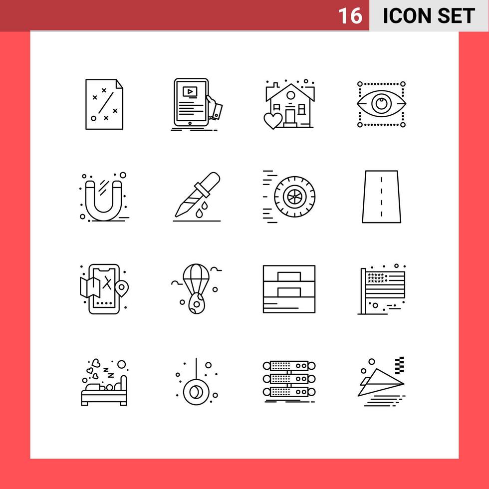 Outline Pack of 16 Universal Symbols of business designing seminar design real Editable Vector Design Elements