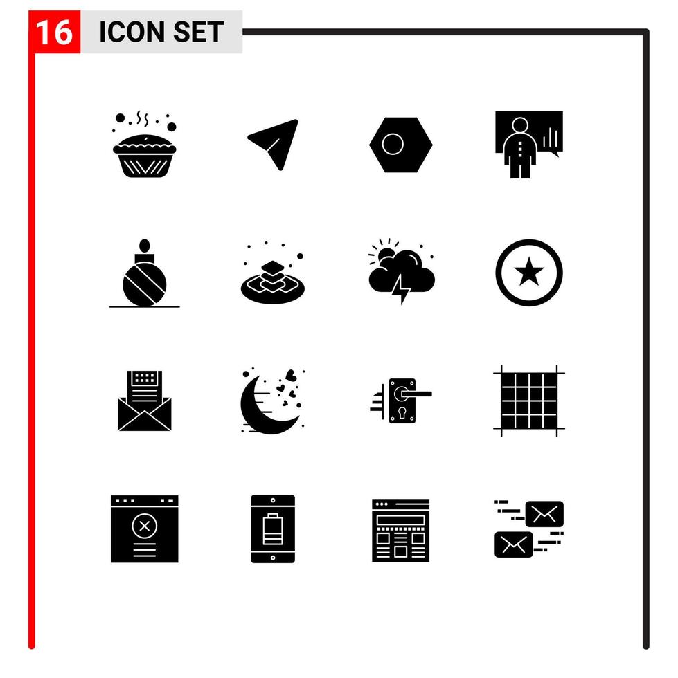 Modern Set of 16 Solid Glyphs and symbols such as man board computer analytics country Editable Vector Design Elements