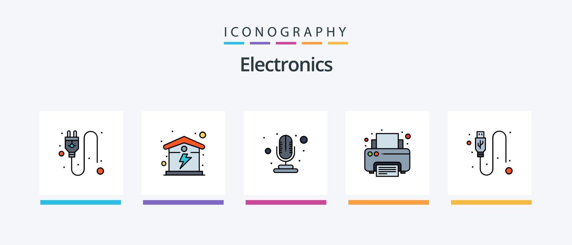 Electronics Line Filled 5 Icon Pack Including . mouse. cctv. computer. plug. Creative Icons Design vector