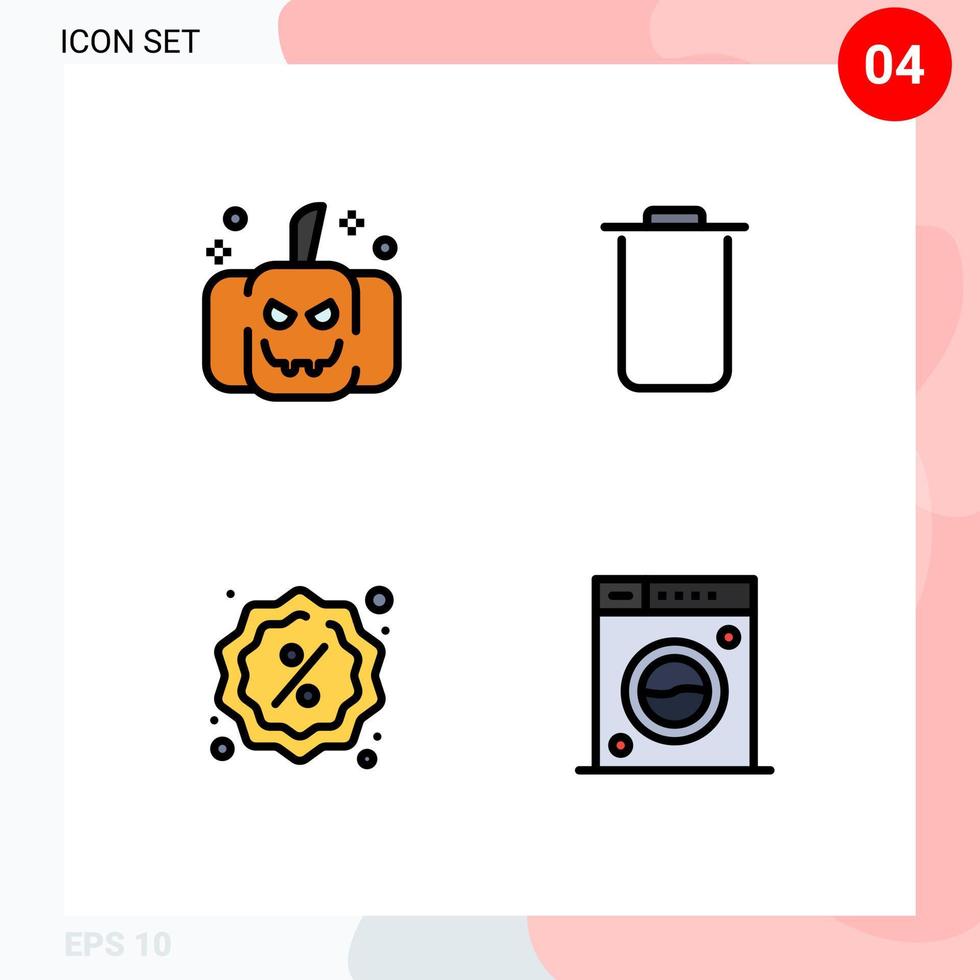 Set of 4 Modern UI Icons Symbols Signs for halloween shopping instagram badge cleaning Editable Vector Design Elements