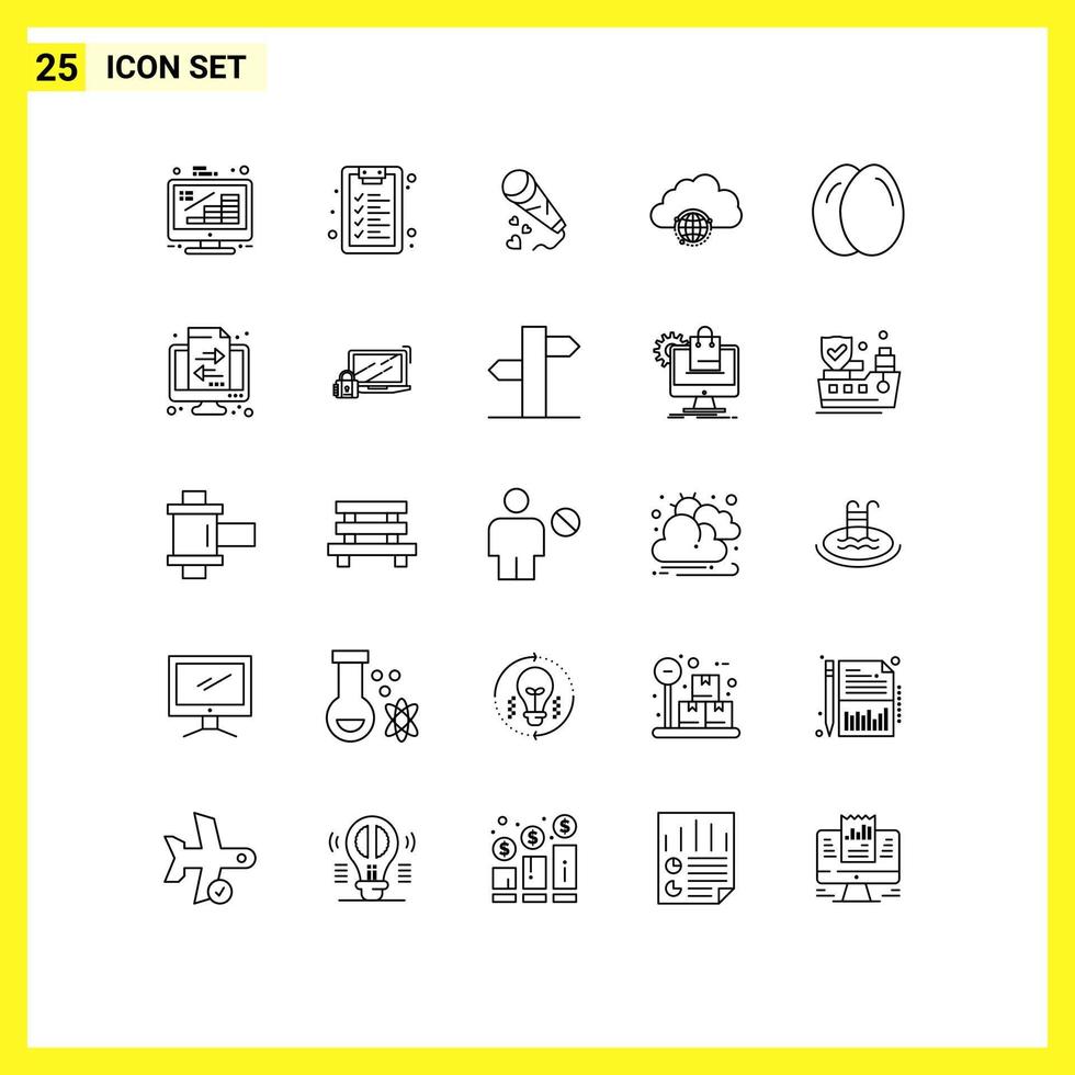 Line Pack of 25 Universal Symbols of infrastructure globe mic city wedding Editable Vector Design Elements