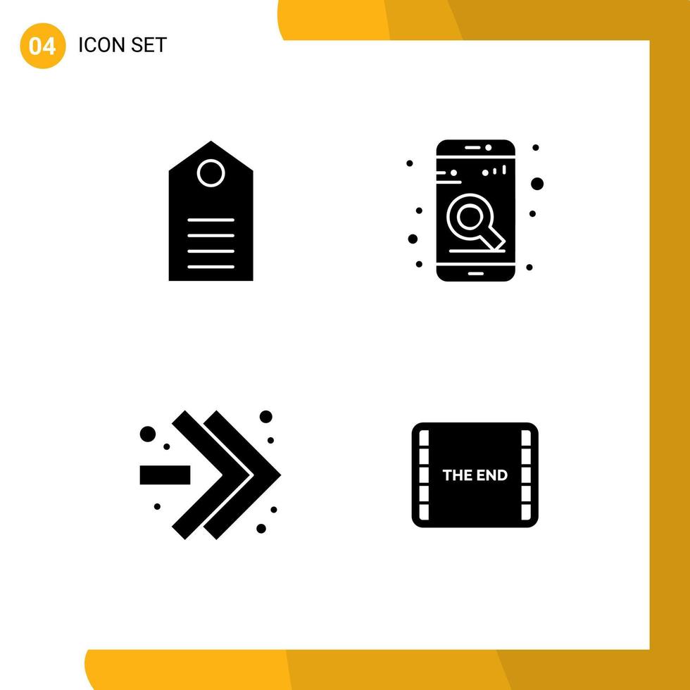 Group of 4 Modern Solid Glyphs Set for clothes arrows label mobile right Editable Vector Design Elements