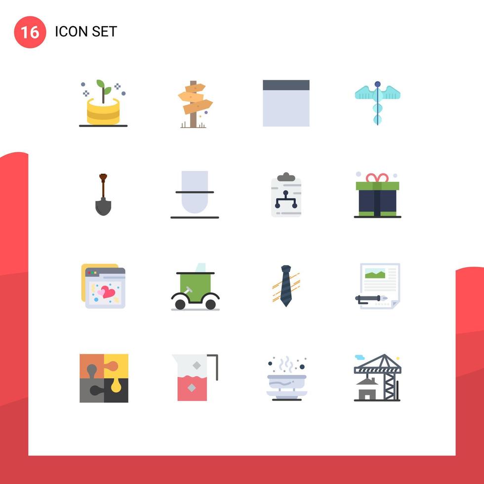 Stock Vector Icon Pack of 16 Line Signs and Symbols for tool showel grid care heart Editable Pack of Creative Vector Design Elements