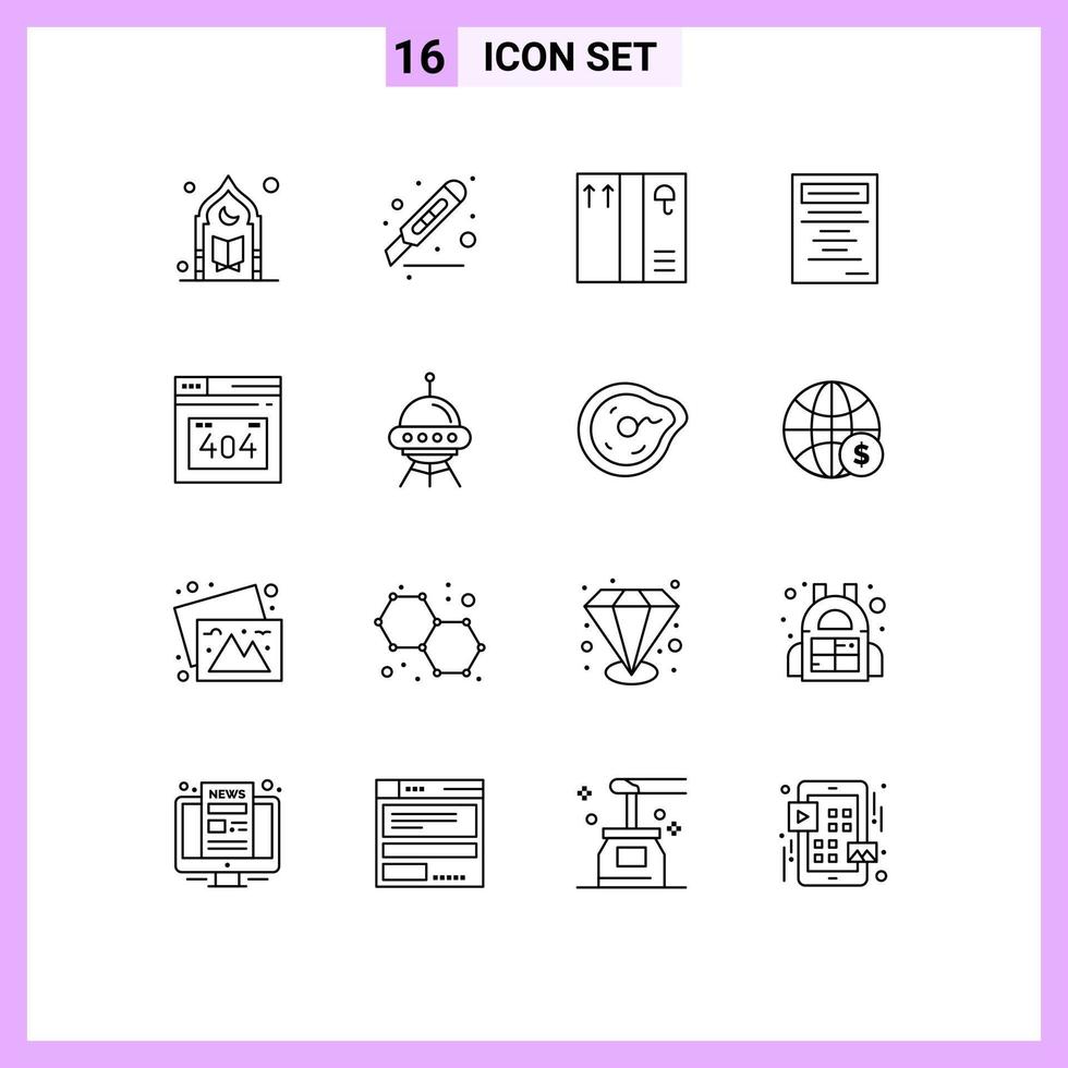 16 Creative Icons Modern Signs and Symbols of http error error office study book Editable Vector Design Elements