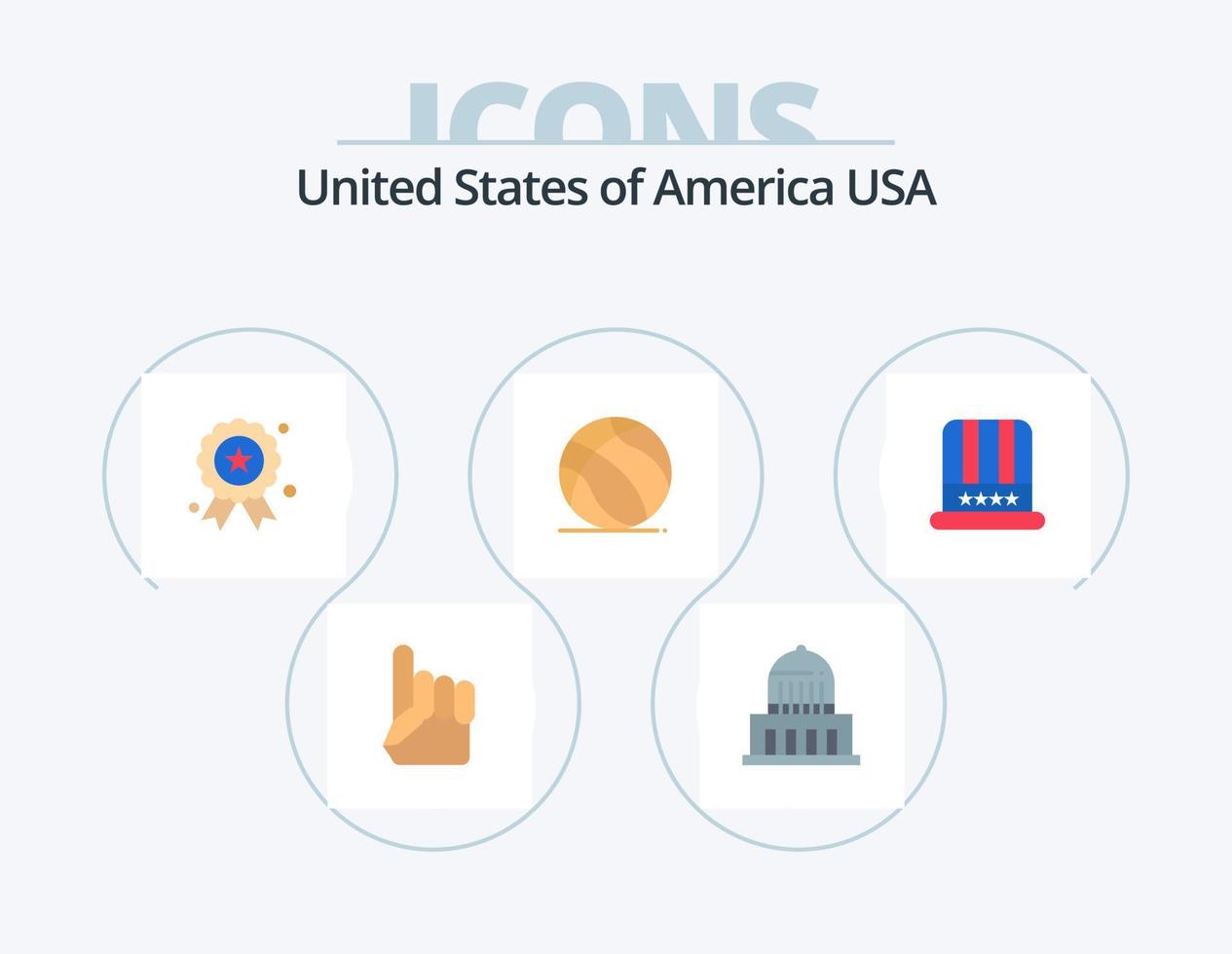 usa flat icon pack 5 diseño de iconos. gorra. EE.UU. día festivo. americano. fútbol vector