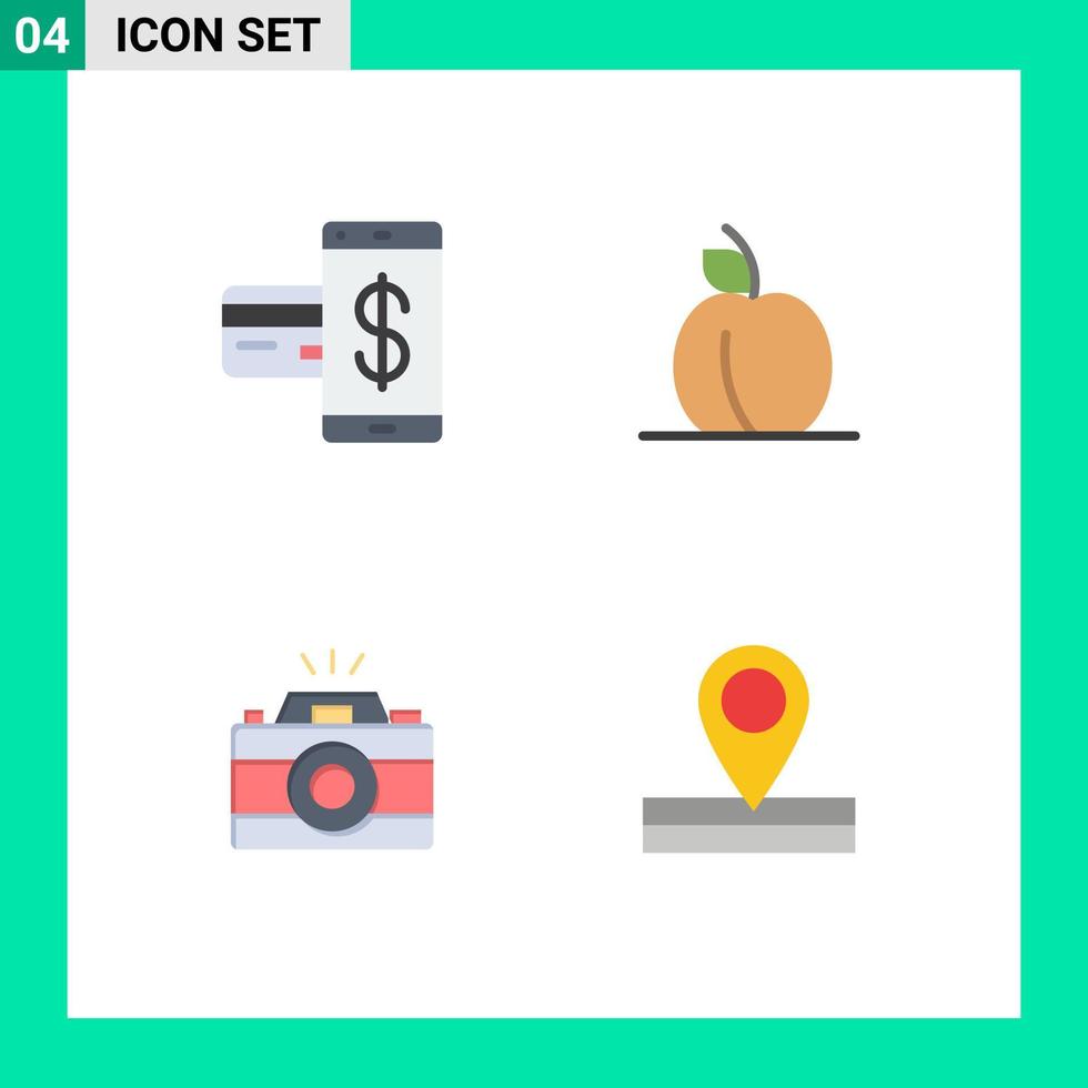 4 iconos planos universales signos símbolos de imagen de tarjeta imagen de comida financiera elementos de diseño vectorial editables vector