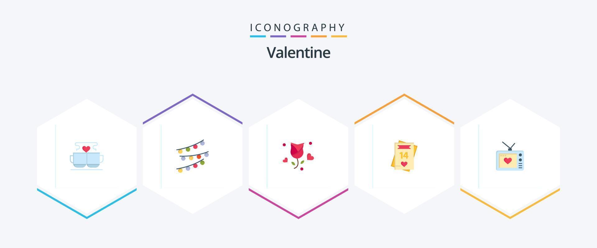 paquete de iconos planos de san valentín 25 que incluye propuesta. flor. amar. rosa. celebre vector