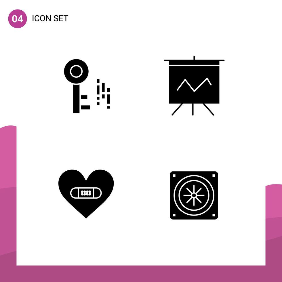 4 iconos creativos signos y símbolos modernos de análisis de amor en Internet dañan elementos de diseño de vectores editables por computadora
