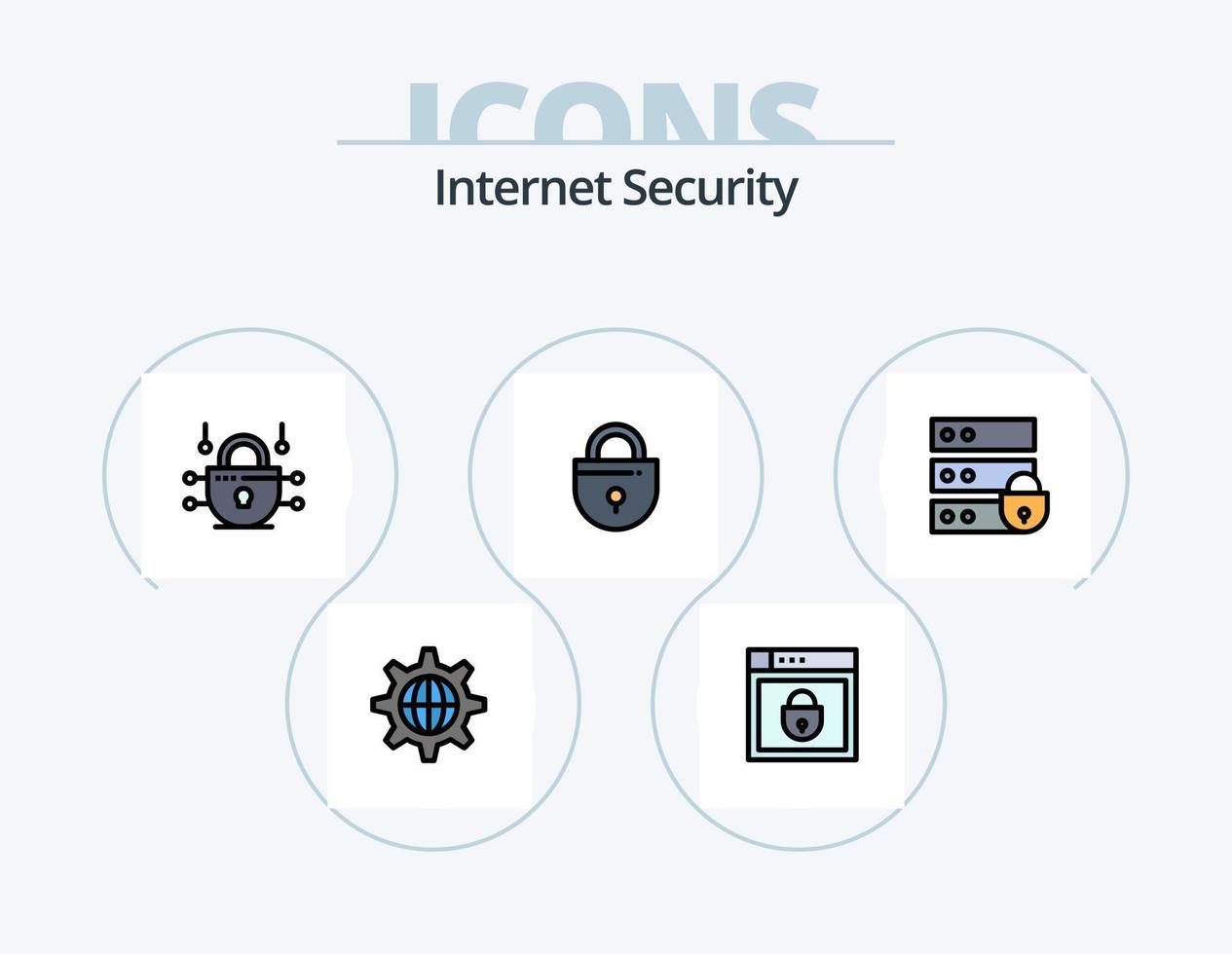 Internet Security Line Filled Icon Pack 5 Icon Design. security. information. internet. data. vector