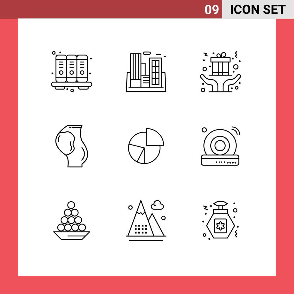 Universal Icon Symbols Group of 9 Modern Outlines of fetus baby company pregnant present Editable Vector Design Elements