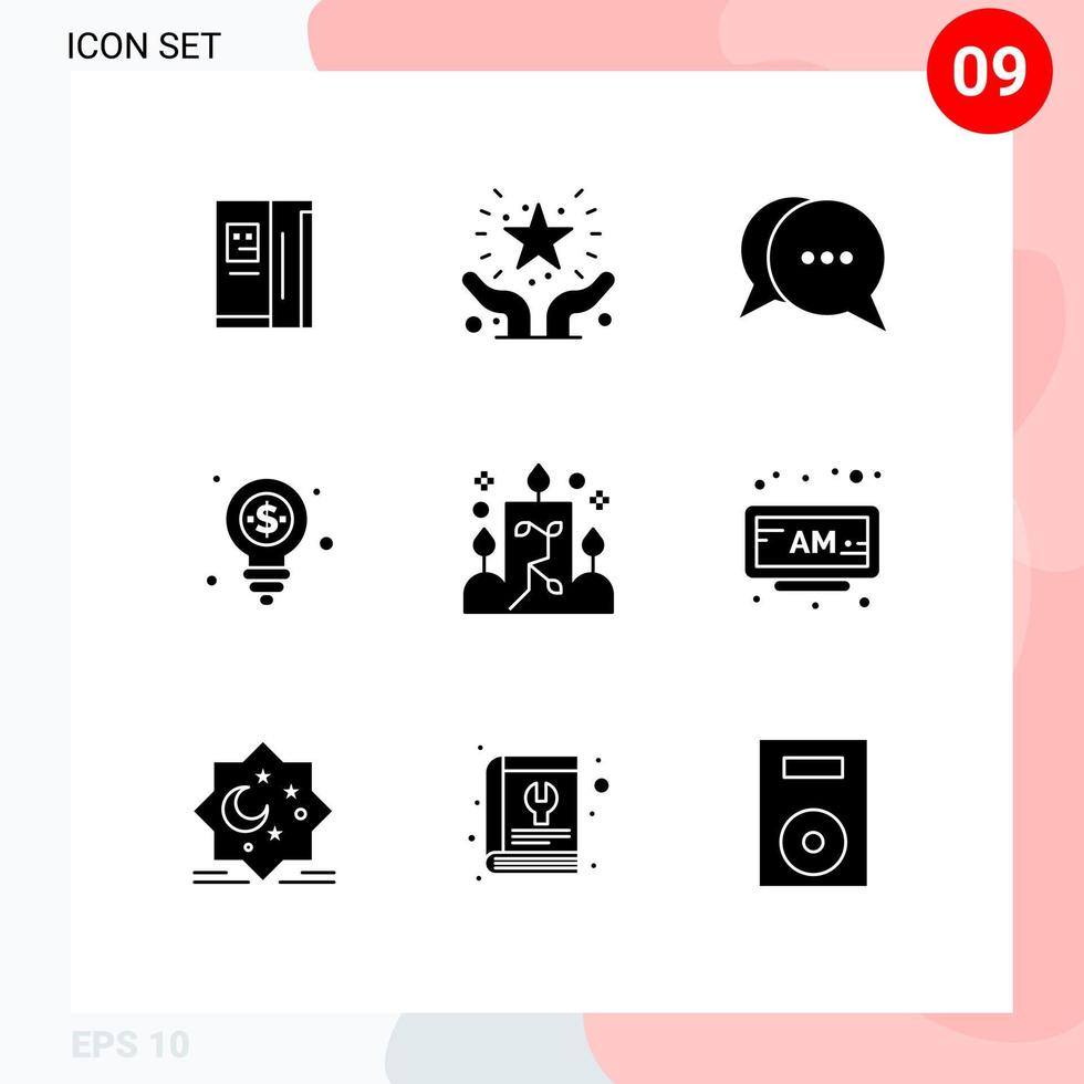 paquete de iconos de vector de stock de 9 signos y símbolos de línea para elementos de diseño de vector editables de burbuja de dólar seguro de dinero de vela