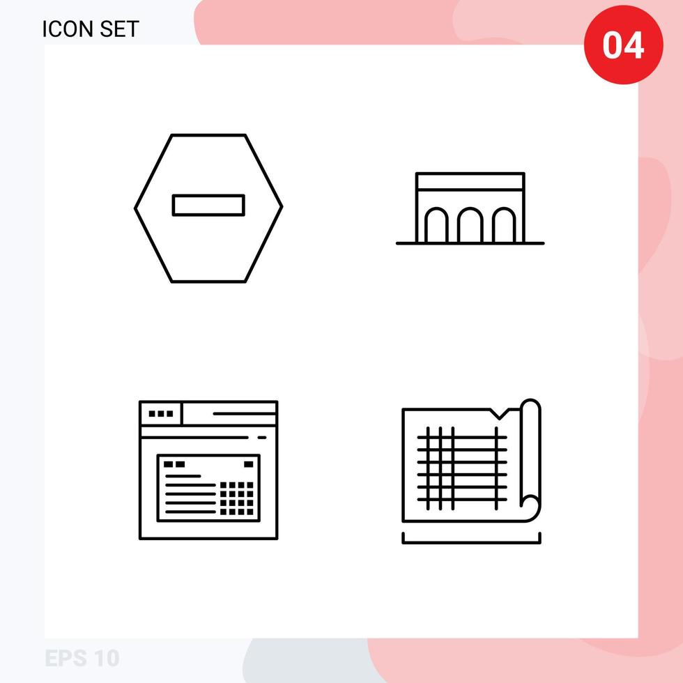 4 Creative Icons Modern Signs and Symbols of ban page arch historic website Editable Vector Design Elements