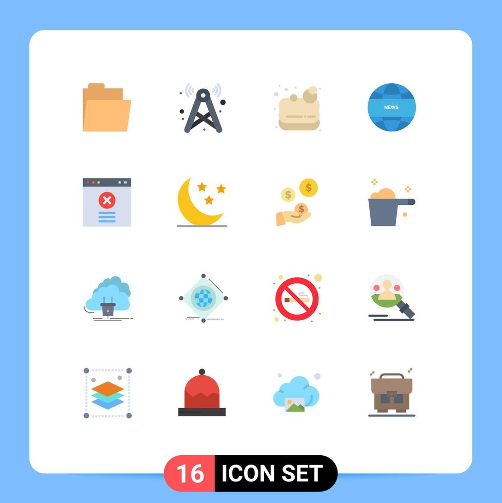 Universal Icon Symbols Group of 16 Modern Flat Colors of moon blocked soap block global news Editable Pack of Creative Vector Design Elements