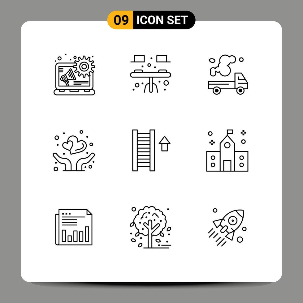 9 Thematic Vector Outlines and Editable Symbols of stair protect truck medical insurance Editable Vector Design Elements