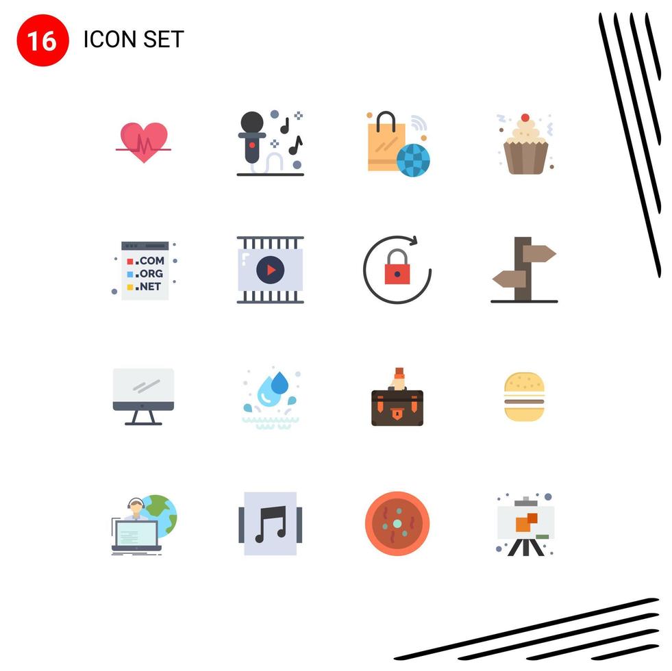 paquete de iconos de vector de stock de 16 signos y símbolos de línea para fiesta cupcake bolsa de compras crema wifi paquete editable de elementos creativos de diseño de vectores