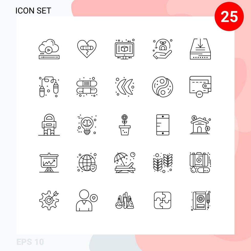 25 Creative Icons Modern Signs and Symbols of safe security heart insurance construction Editable Vector Design Elements