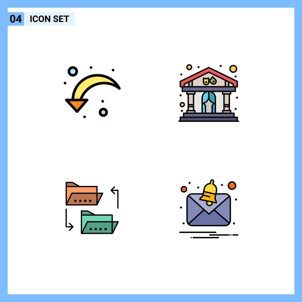 4 Thematic Vector Filledline Flat Colors and Editable Symbols of refresh document down left theater file sharing Editable Vector Design Elements