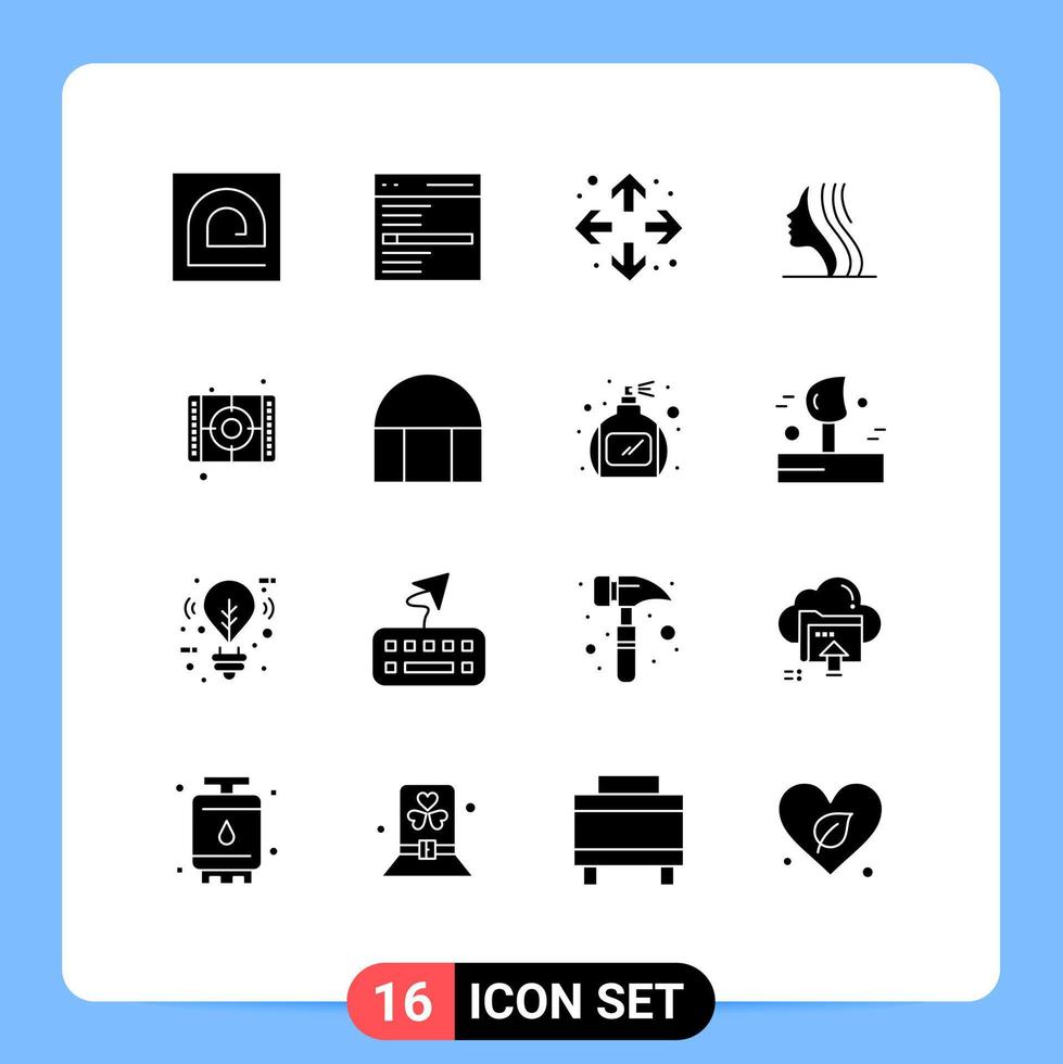 conjunto de 16 iconos de interfaz de usuario modernos signos de símbolos para mujeres de búsqueda de chicas de películas maximizar elementos de diseño de vectores editables