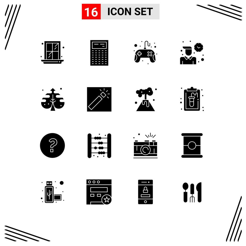 Modern Set of 16 Solid Glyphs Pictograph of creative plant controller working routine Editable Vector Design Elements