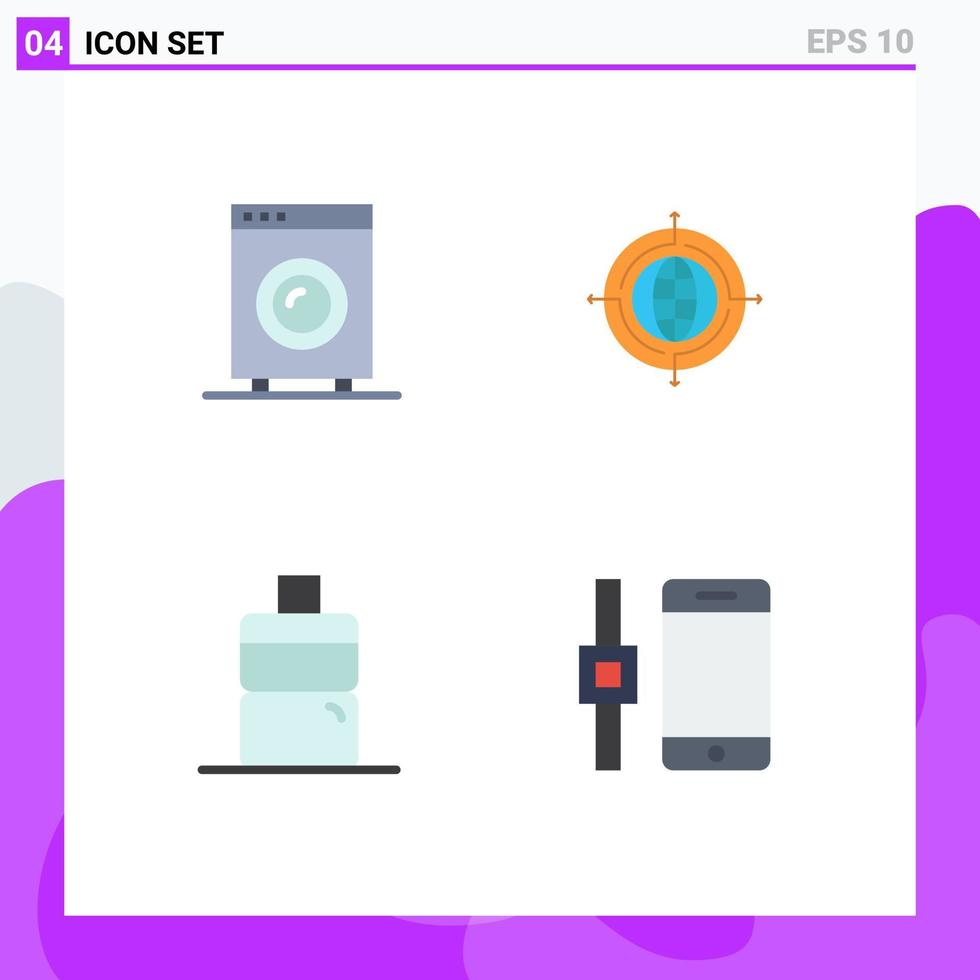 4 Thematic Vector Flat Icons and Editable Symbols of devices sport equipment focus connect Editable Vector Design Elements