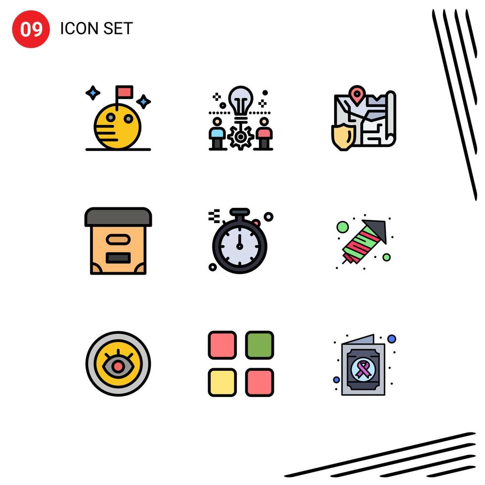 9 Universal Filledline Flat Colors Set for Web and Mobile Applications north compass gdpr documents archive Editable Vector Design Elements
