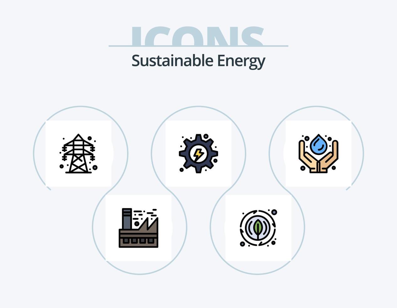 Sustainable Energy Line Filled Icon Pack 5 Icon Design. energy. power. plant. energy. cloud vector