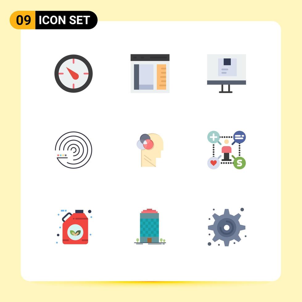 Modern Set of 9 Flat Colors and symbols such as human intelligence forecasting model computer model shipping Editable Vector Design Elements