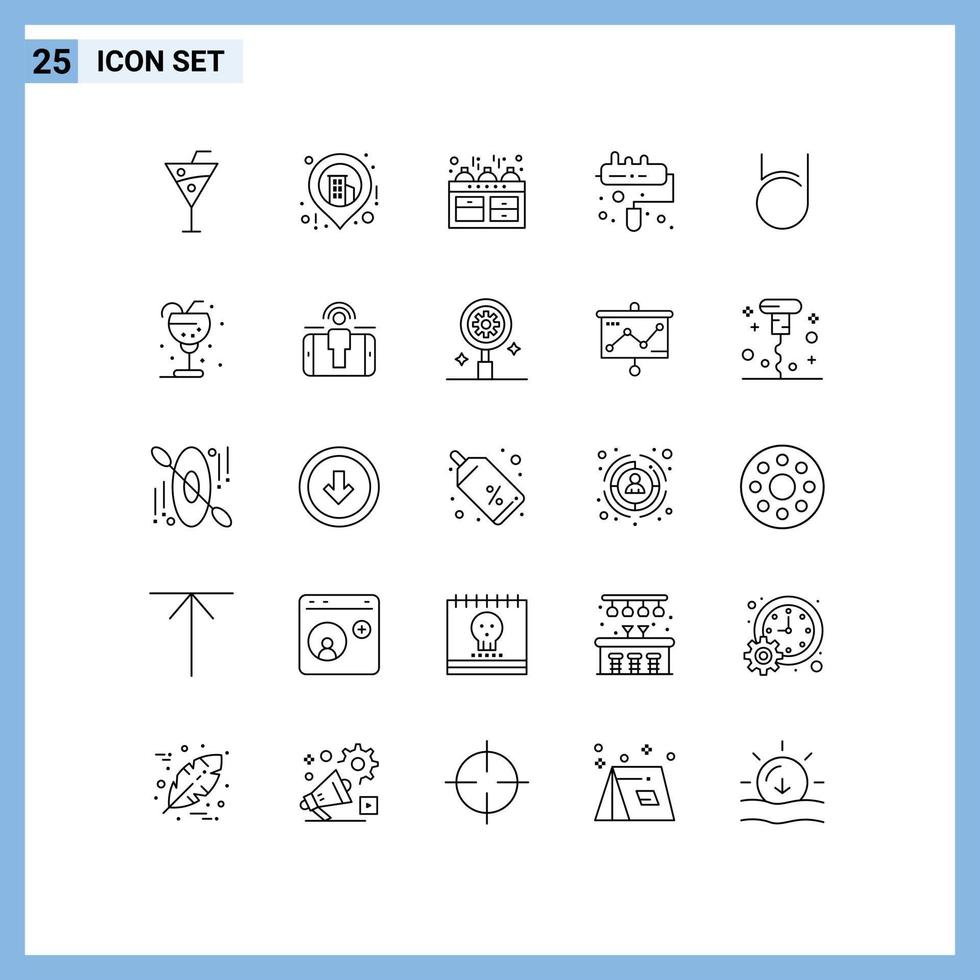 Mobile Interface Line Set of 25 Pictograms of crypto currency coin kettle bit deal paint Editable Vector Design Elements