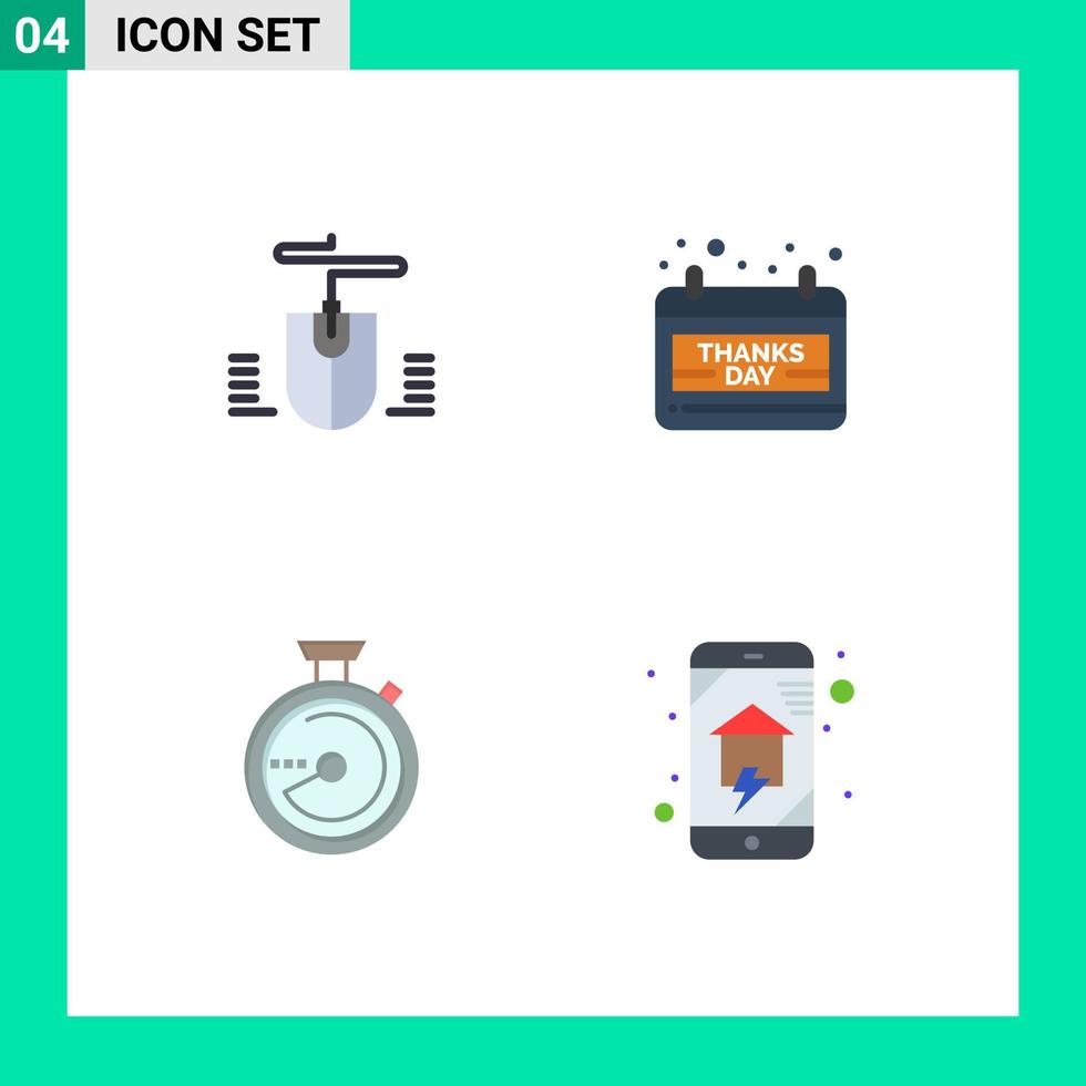 4 Flat Icon concept for Websites Mobile and Apps mouse navigation calendar thanks day domestics Editable Vector Design Elements